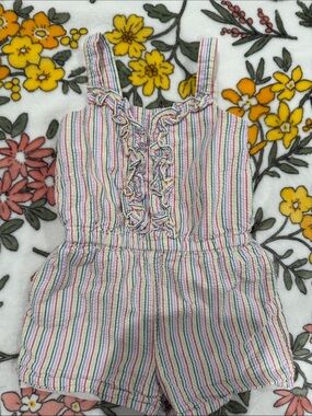 Janie and Jack size 4 Striped Multicolor Ruffle Romper